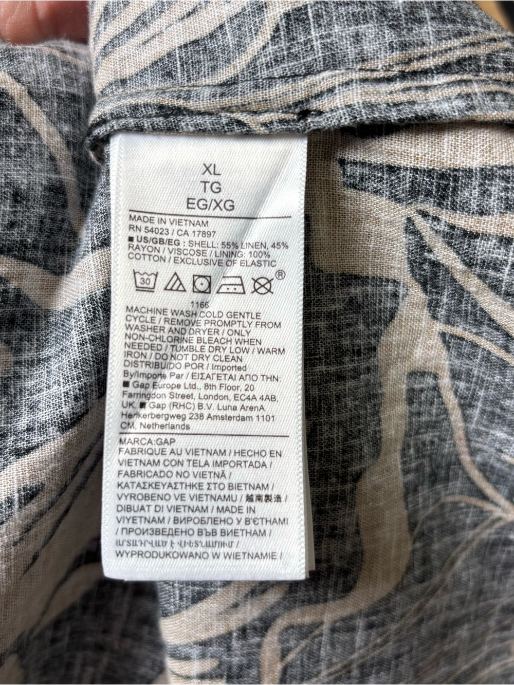 GAP Linen Blend Midi Empire Dress XL Black Brown Floral Smocked Cottagecore - Picture 9 of 9